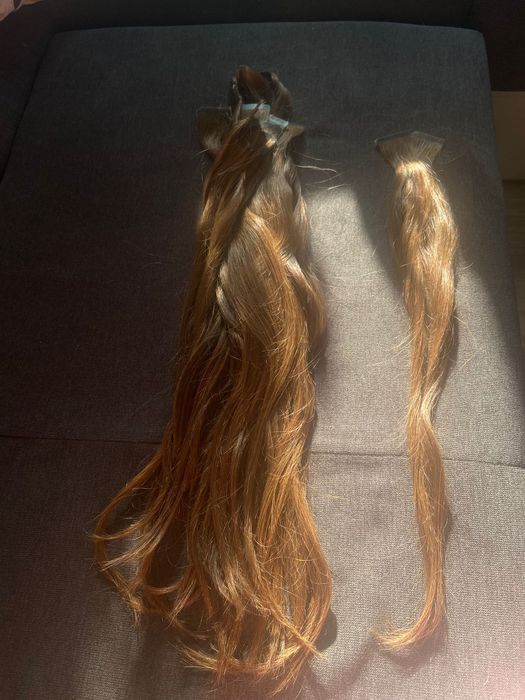 Extensii păr natural cu bandă / castaniu/Sungate/60 cm/40buc