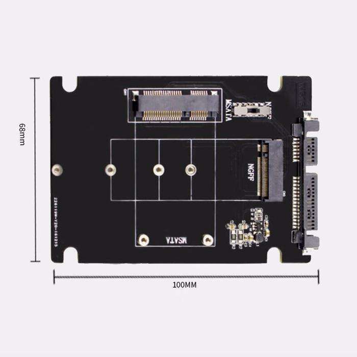 2in1 adaptor convertor mSATA + M.2 NGFF la SATA 3 2.5 inch pt SSD