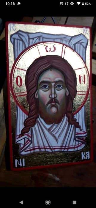 Sfânta Mahramă icoana pictata manual pe lemn A6 13cm/9 cm