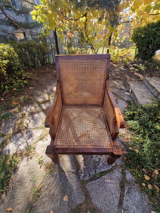 Ратанво стол фотьоил от тиково дърво