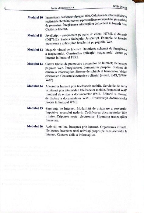 Curs Web Design Eurocor - Lecție Demonstrativă și Tematică Module