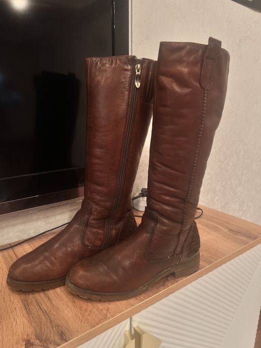 Кожаные сапоги зимние