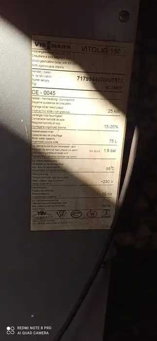 Vand fier dezmembrez piese Centrala pe lemne Viessmann Vitolig 150