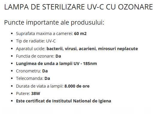 lampa UV sterilizare