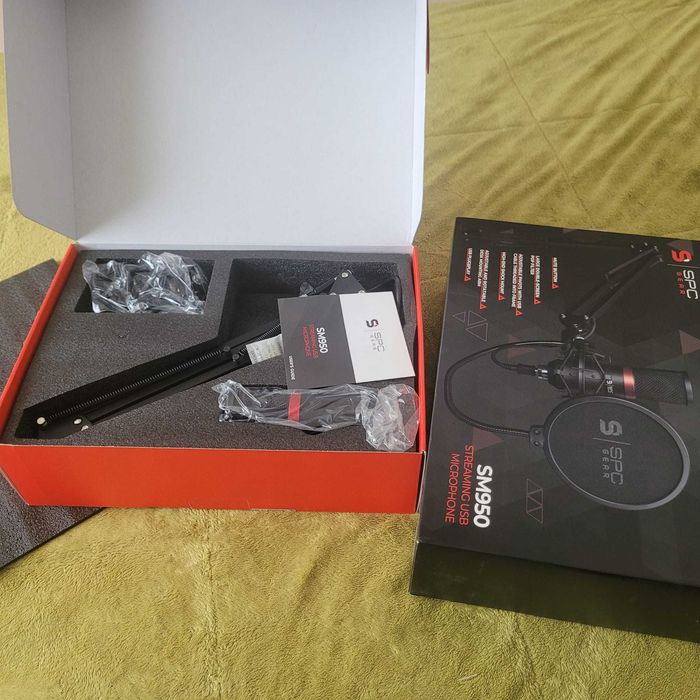 Microfon SPC Gear SM950, brat ajustabil, popfilter, shockmount, NOU - pentru streaming/ podcast