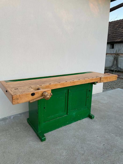 Banc de tamplarie vechi Masa de tamplarie rustic din lemn Mihei