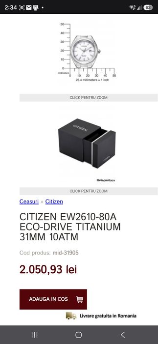 Ceas Dama  Citizen Ecodrive Titanium  EW2610-80A WR100