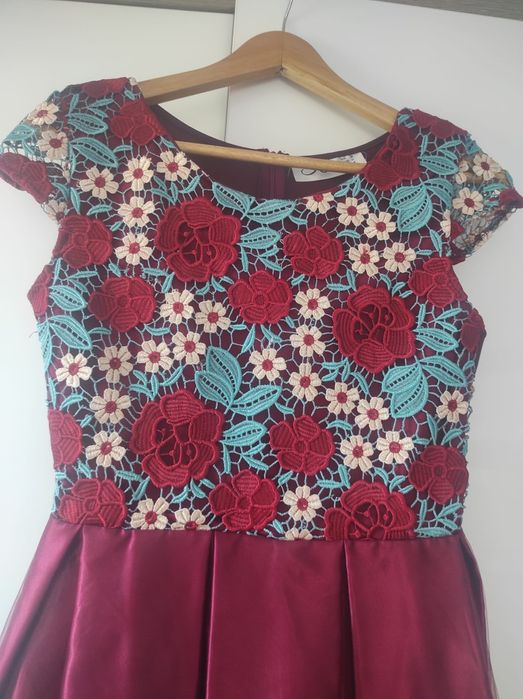 Rochie ocazie dantela, tul si satin