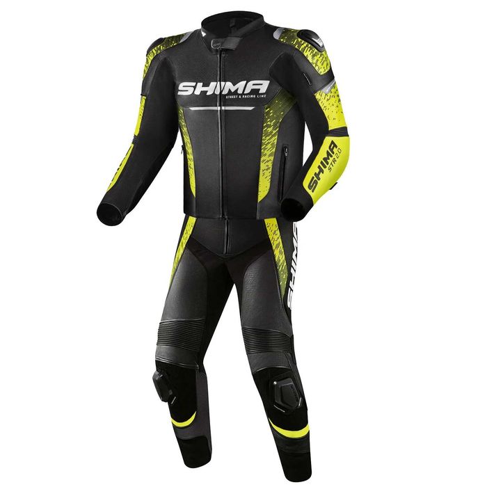 Кожен мото панталон SHIMA STR 2.0 BLACK/FLUO ,всички протектори