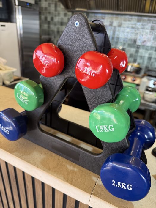 Set gantere+Suport 2x2,5 kg+2x1,5 kg+2x1 kg pret 150 lei