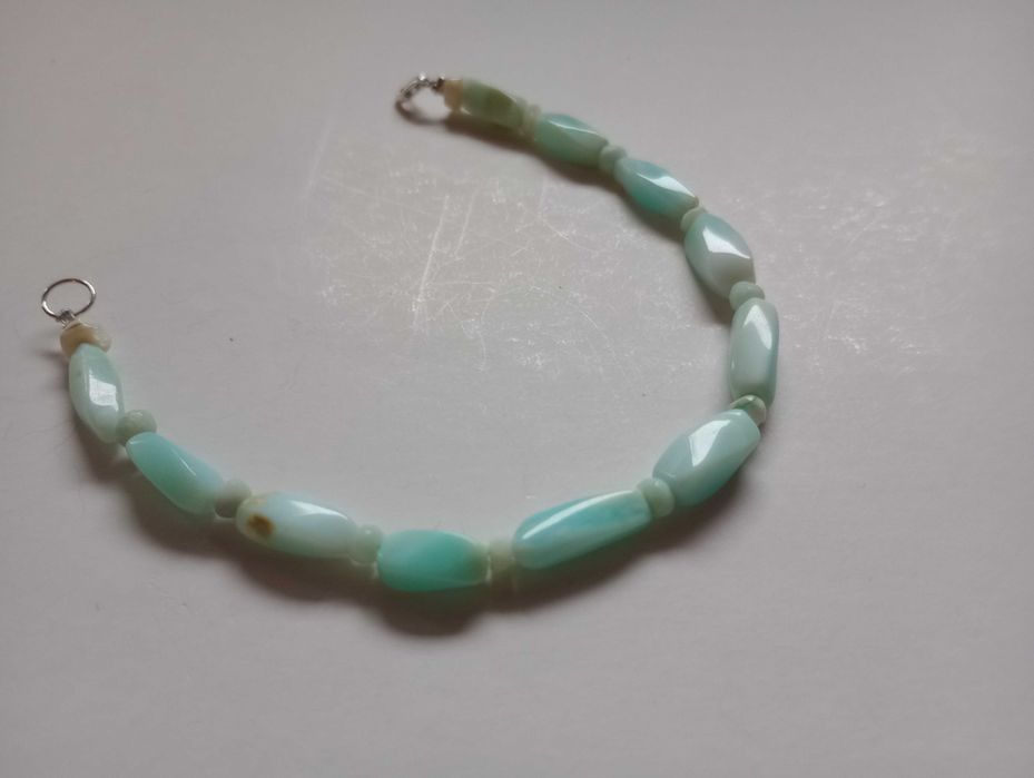 set argint si pietre naturale,opal bleu Peru,bratara si cercei
