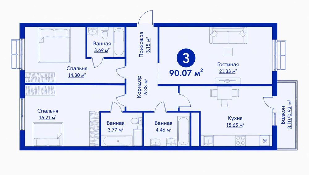 3 комнатная Новостройка в Ипотеку, Мирабадский р-н, Электроаппарат(xs)