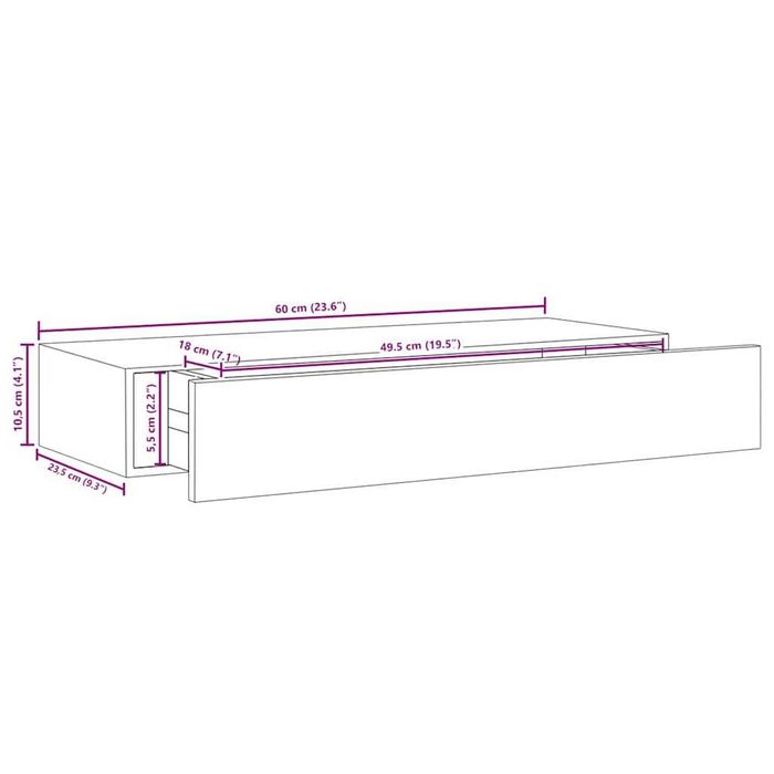 Raft de perete cu sertar 60x23,5x10 cm, MDF negru VidaXL