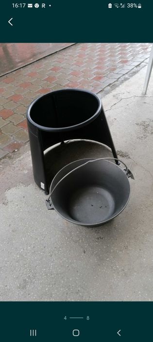 Ceaun fontă pură 22 L + paravan vânt + capac inox + transport inclus