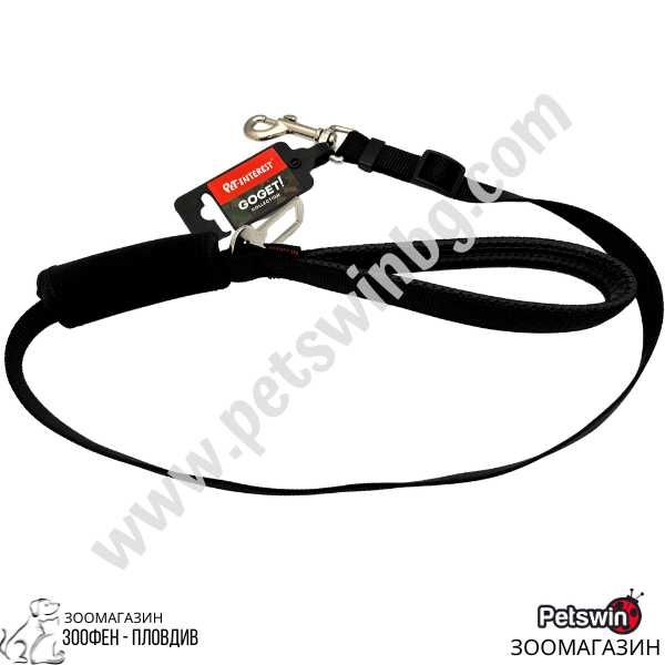 Повод/Колан за Кола - за Куче - 2в1- Черен- 2см/40-100см- Pet-Interest