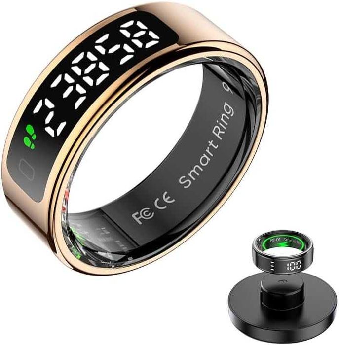 Умен пръстен за фитнес тракер, размер 8, цвят - розово злато