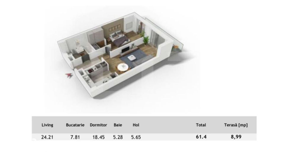Apartament 2 camere, compartimentare ideala + terasa, Central