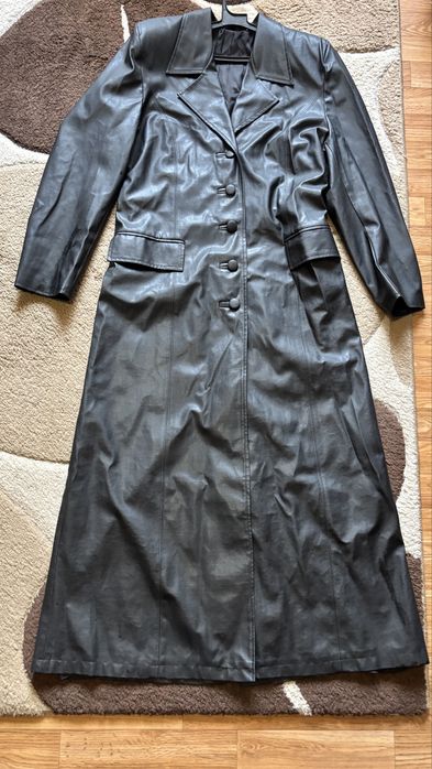 Кожен шлифер, дължина 135 см