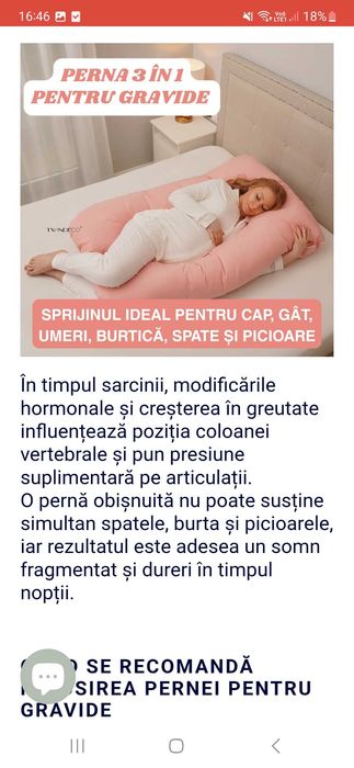 Pernă pentru Gravide 3 în 1 TWINDECO Maxim, 100% BUMBAC ORGANIC