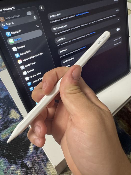 Ipad Air 13 inch M2 2024 128GB Gri; Apple pencil pro; Husa; 100% baterie