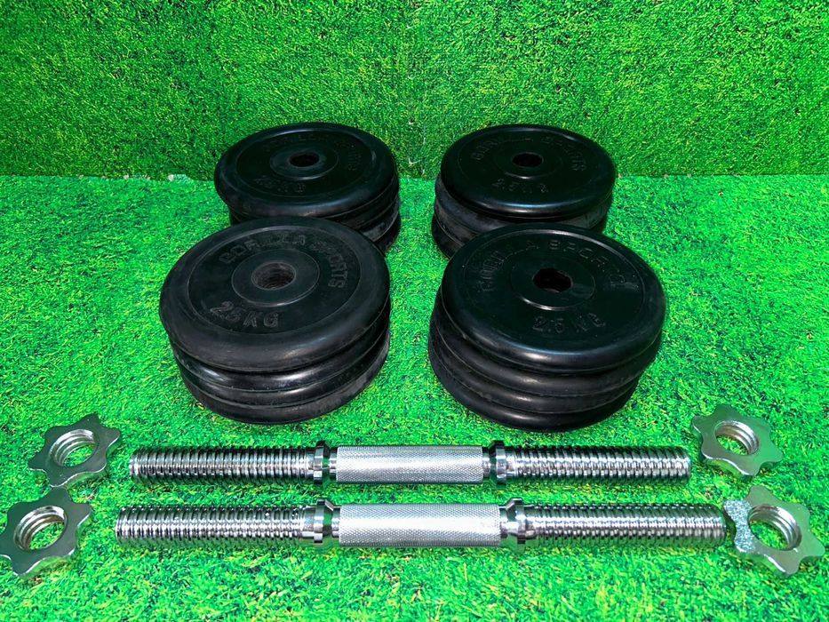 Set gantere cu discuri din fier cauciucate 35kg 30/31mm