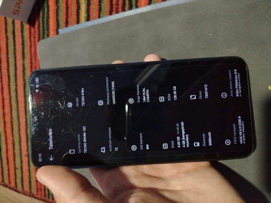 Tecno Spark 10C 8/128GB Blue Igravoy Holati Yaxshi 90gz ekran Yaxshi