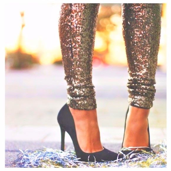 Colanți PNK Casual cu paiete metalice, măsura 38