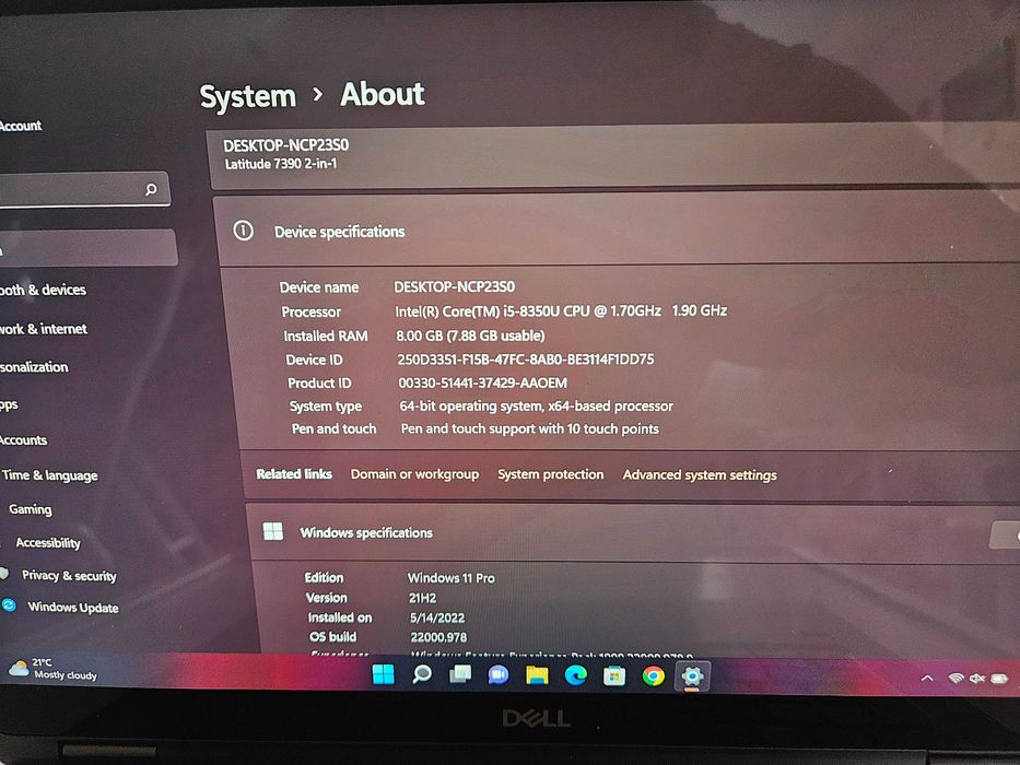 Laptop Dell Latitude 7390 2 in 1, i5-8350U GEN8