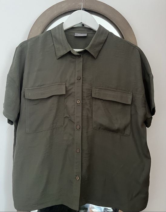 Camasa eleganta cu maneca scurta verde inchis Yessica