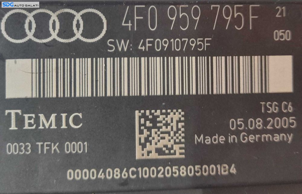 Unitate Modul Calculator Control Confort Usa Portiera Stanga Spate Audi A6 C6 2004 - 2011 Cod 4F0959795F [N0455]