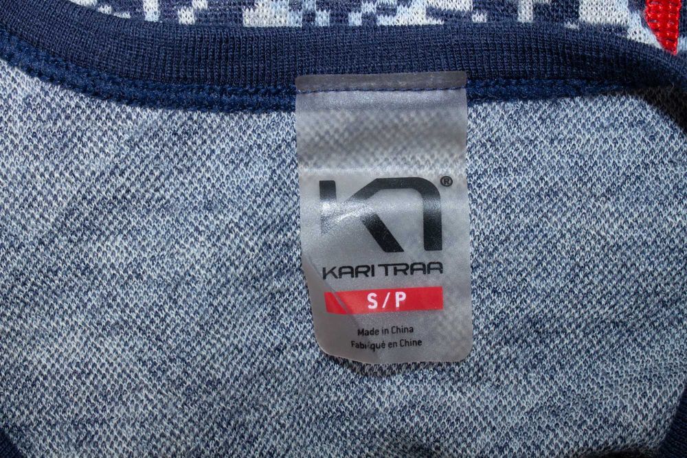 Kari Traa дамска блуза синьо сива термо бельо от мериносна вълна S