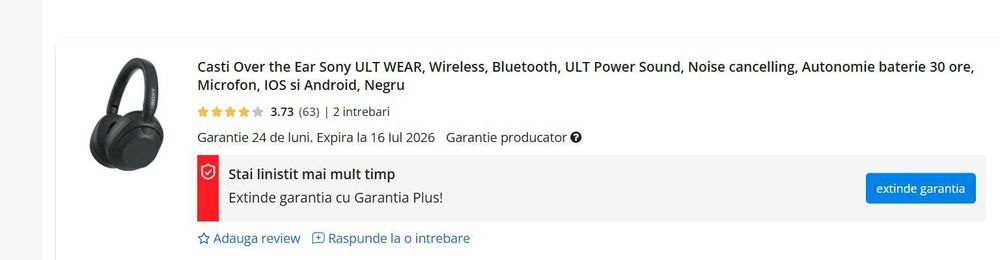 Vand casti Sony ult wear