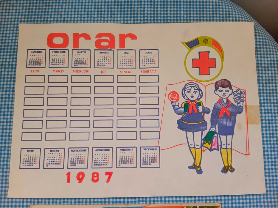 Orar scolar de pionier, vechi de colectie ,Perioada comunista RSR