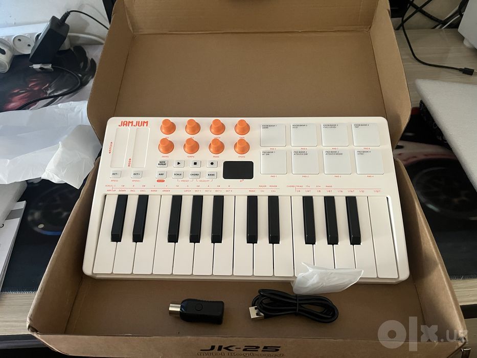 Компактная MIDI-клавиатура JAMJUM JK-25 для создания музыки, битов