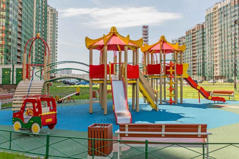 Детские площадки KSIL Болалар майдончаси Карусели, воркаут, качели