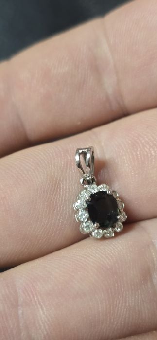 Pandant aur 18 k safir si diamante naturale