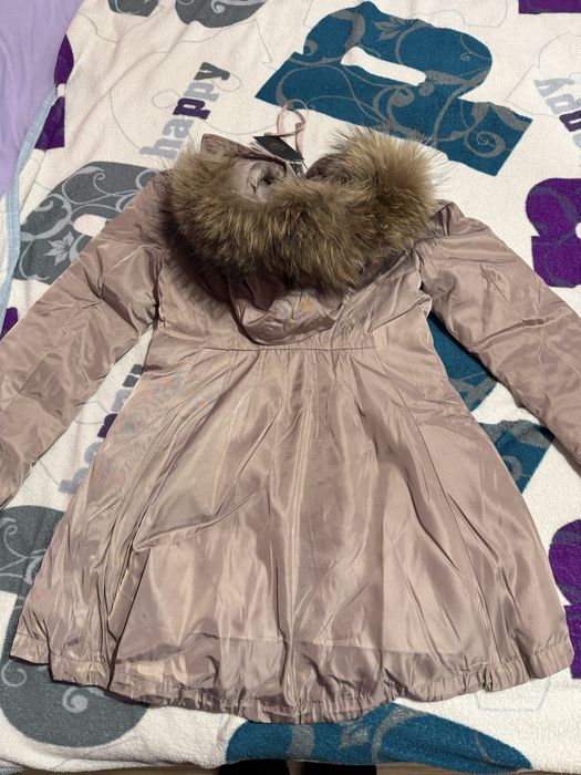 Дамско дълго зимно яке с естествен косъм