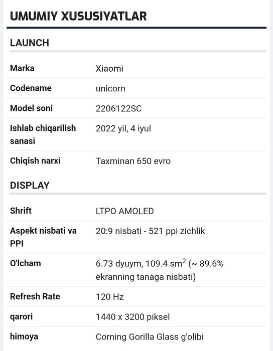 Xiaomi 12 S Pro holati ideal karobka dakument zaryadka hammasi bor
