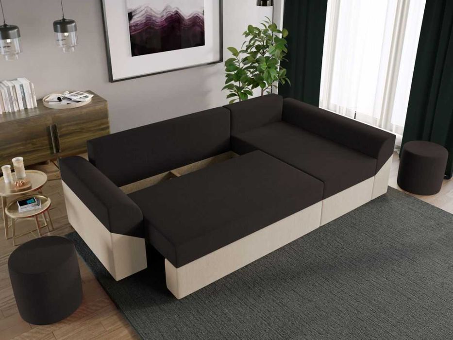 Coltar Cali crem/maro extensibil cu lada-Transport Gratuit