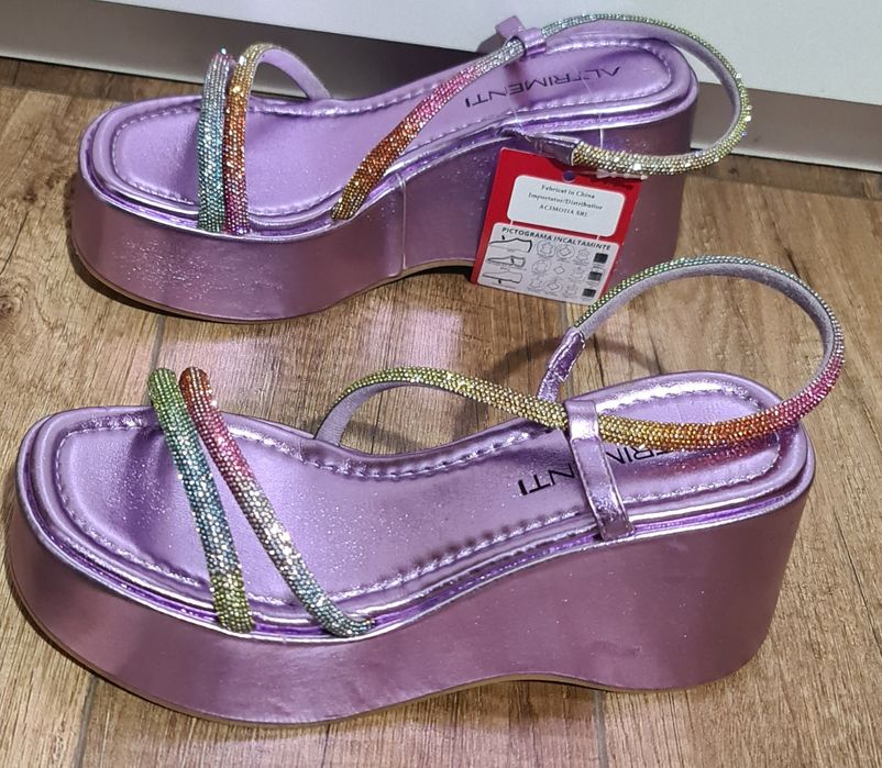 Sandale mov din piele naturala 37