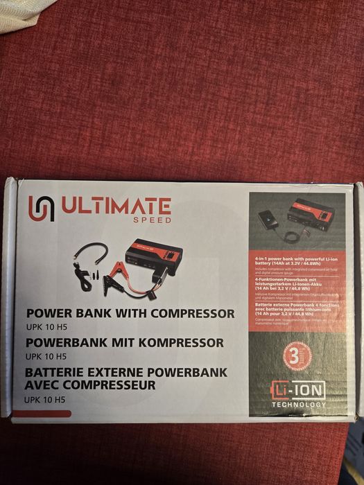 Compresor cu cabluri de dat curent si power bank