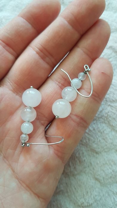 Cercei dama argint 925,bilute cristal cuart roz