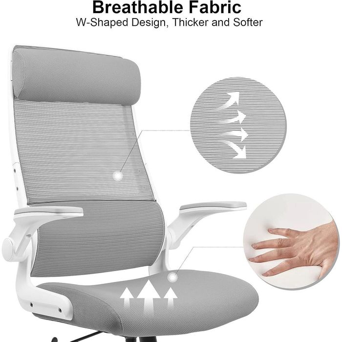 офис стол MELOKEA, с лумбална опора, мрежеста облегалка