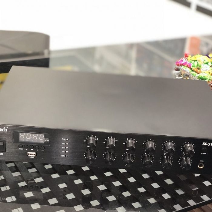 Усилитель со встроенным модулем блютуз, флеш, радио, микрофоны