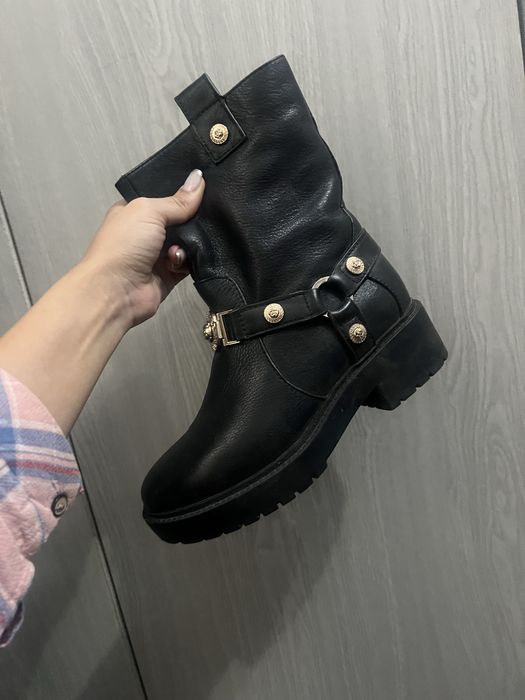 Зимние сапоги полусапожки кожа коженные ботинки сапожки