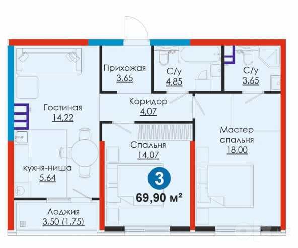 3КМ 70m² В НОВОМ ТАШКЕНТЕ! 5/9 ЭТАЖ | Взнос =$17 507 | Иипотека