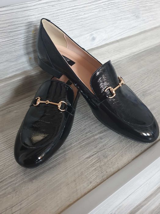 Pantofi casual piele interior/ exterior, lac negru