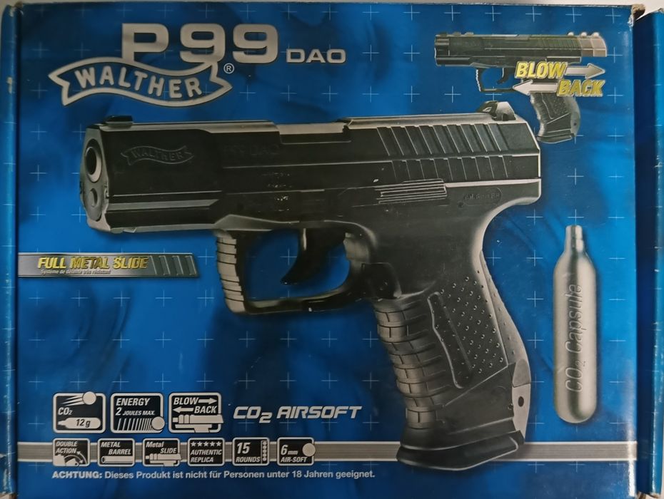 Vând kit Walter P99 Airsoft (aprox 3100 bile de 0.25 incluse+rezerve)