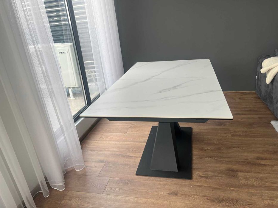 разтегателна трапезна маса 160/90/76 метална основа и керамичен плот