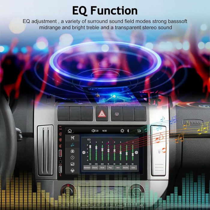 Двудиново автомобилно радио с безжичен Carplay и Android Auto, 7 инча